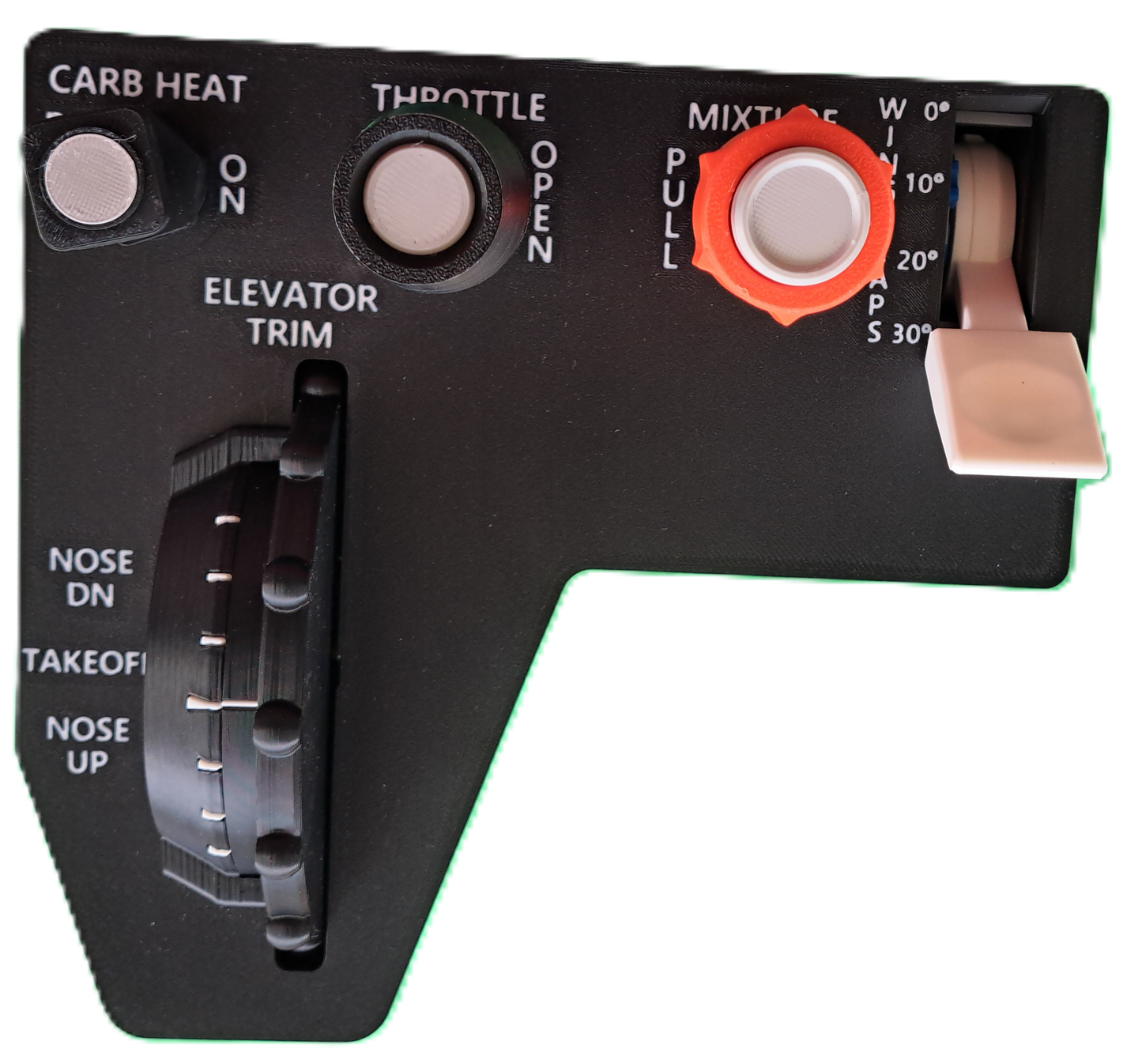 Cessna controls with Carb Heat, Friction Throttle, Vernier Mixture, Flaps, and Elevator Trim *Now includes Deluxe Mounting Bracket and Low Profile Desk Mount Clamp*