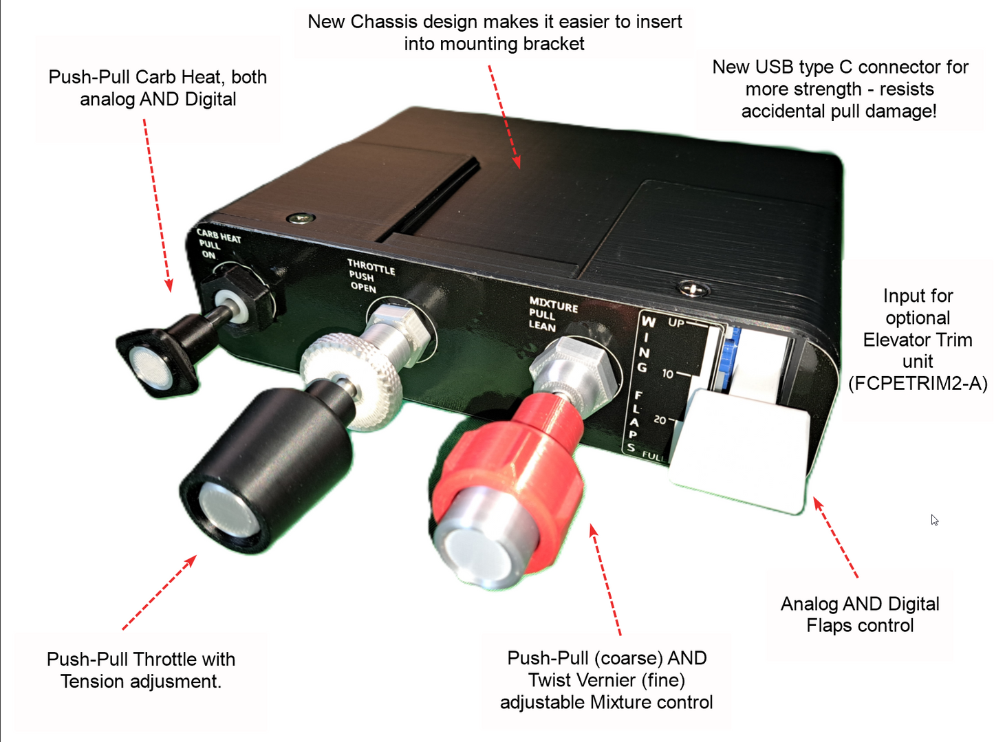FCP172A HW3 - Cessna-Style CTM control panel with true Vernier adjustment